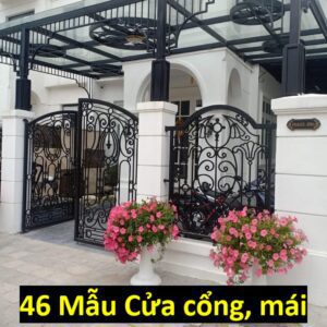 Cửa cổng sắt, mái kính